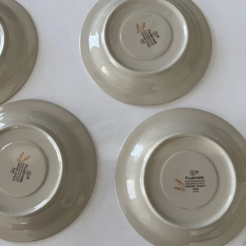 Kasuga Vintage Fuji Stone Winter Wheat Set of 7 Bread Plates 6.5